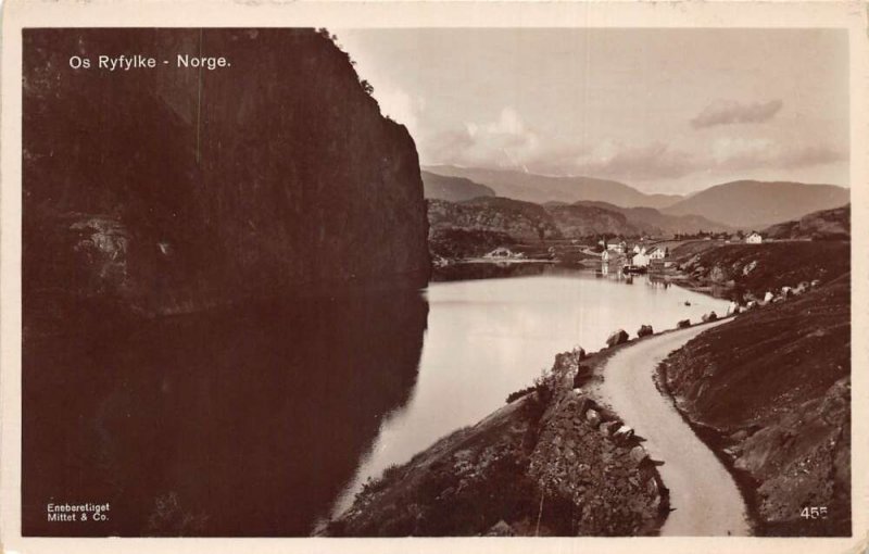 Os Ryfylike Norway Birds Eye View Real Photo Vintage Postcard AA70207