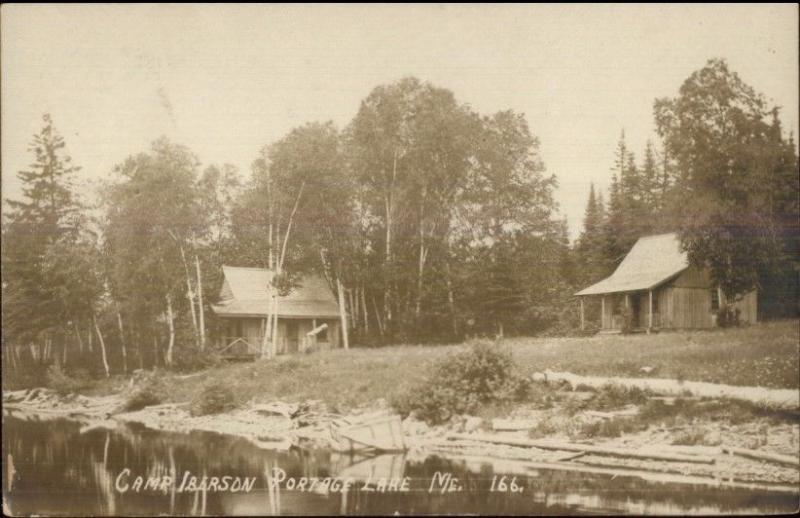 Portage Lake ME Camp Iberson c1910 Real Photo Postcard