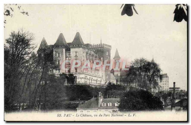 Old Postcard Pau Chateau seen from National Park