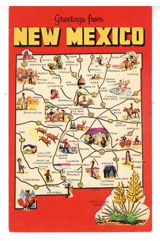 NM - New Mexico. Greetings, Map