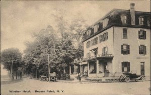 Rouses Point NY Windsor Hotel & Cars c1915 Postcard