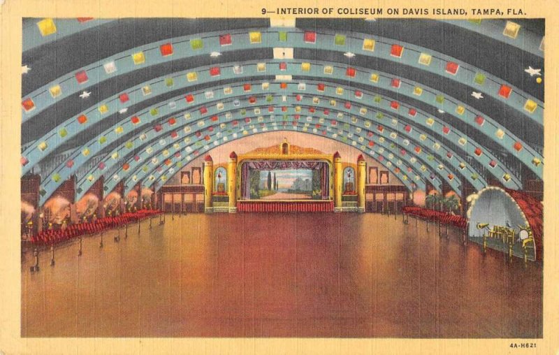 Tampa Florida interior view Coliseum on Davis Island linen antique pc BB3219