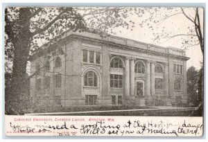 1907 Lawrence University Carnegie Library Appleton Wisconsin WI Postcard