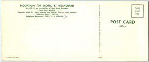 8 Oversized c1960s Hillsville, VA Mountain Top Motel Restaurant Postcard Vtg 1T