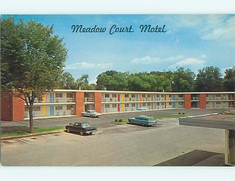 Unused Pre-1980 OLD CARS & MEADOW COURT MOTEL Ithaca New York NY u1314@