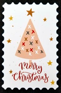 [AG] P498 Merry Christmas Festival Greeting Tree (postcard) *odd shape *New