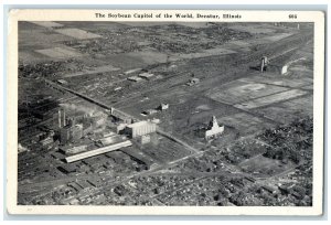 c1944 Aerial View The Soybean Capitol Of The World Decatur Illinois IL Postcard
