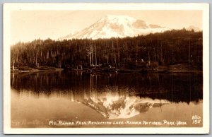 Rainier National Park Washington 1940 RPPC Real Photo Postcard REflection Lake