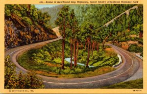 Tennessee The Great Smoky Mountains Scene Of Newfound Gap Highway Curteich