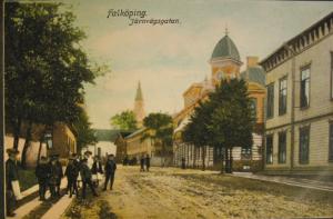Falkoping Street Scene c1910 Postcard