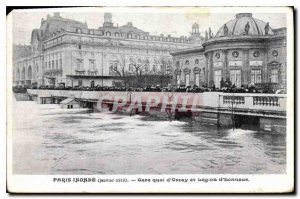 Old Postcard Paris Floods January 1910 Gare Quai d'Orsay and Legion of Honor