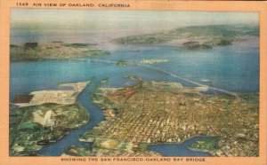 USA Air View Of Oakland California Linen Postcard 08.31