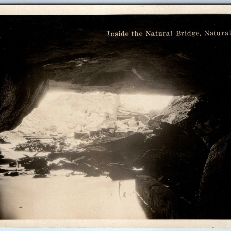 c1920s Natural Bridge, NY Inside RPPC Cave Cavern High Exposure Real Photo A258