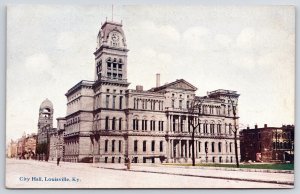 Vintage Postcard City Hall Building Road Street Louisville Kentucky KY Structure