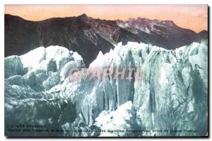 Old Postcard Chamonix Bossons glacier and the Brevent Chain Aiguilles Rouges ...