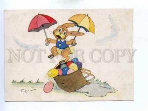 195879 GERMANY EASTER rabbit by Fieber Vintage postcard