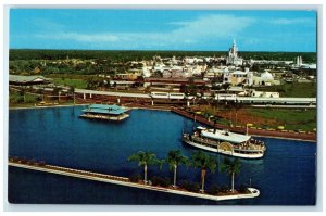 c1960 Magic Kingdom Steamboats Lake Monorail Trains Tomorrowland Disney Postcard