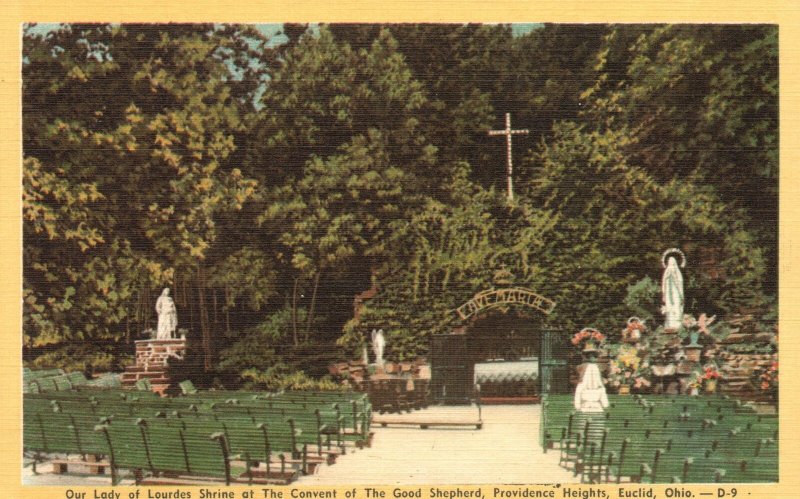 Vintage Postcard Lady Of Lourdes Shrine Convent Good Shepherd Cross Gathering