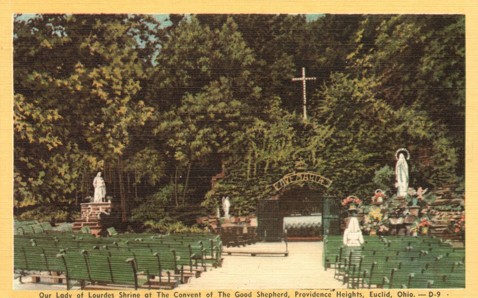 Vintage Postcard Lady Of Lourdes Shrine Convent Good Shepherd Cross ...