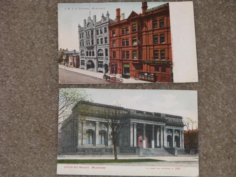 Y.M.C.A. Building, Layton Art Gallery, Milwaukee, used vintage cards (1908)