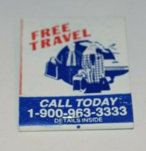 Free Travel Call Today Advertising 20 Strike Matchbook