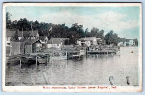 1919 WEST PALTYTOWN LAKE JAMES NEAR ANGOLA INDIANA SHANTIES DOCKS BOATS POSTCARD