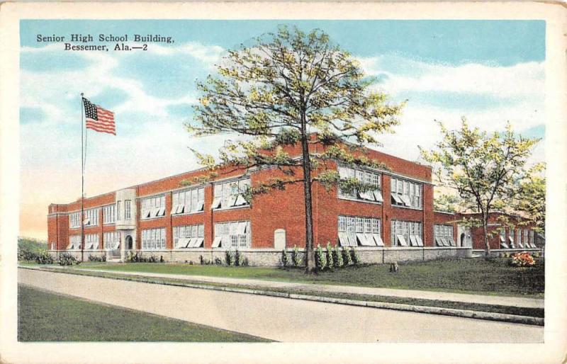 Bessemer Alabama Senior High School Street View Antique Postcard K104078