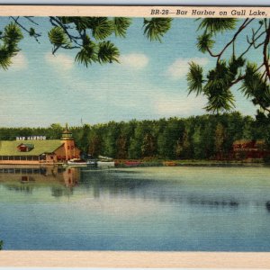 1946 Nisswa, MN Bar Harbor Gull Lake - Minn Linen Scenic PC Teich Colortone A219