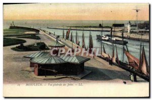 Old Postcard Honfleur Vue Generale jetties Boat