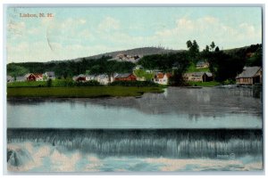 1913 Lisbon New Hampshire View Water Falls Lake River Houses NH Antique Postcard