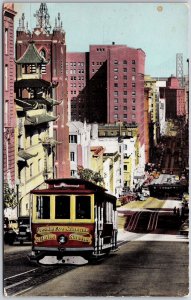 California Street Cable Car Chinatown San Francisco Oakland Bay Bridge Postcard