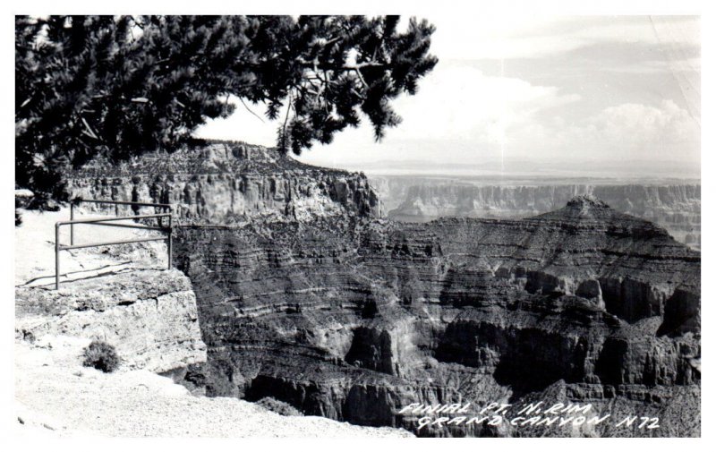 Final Point North Rim Grand Canyon Black and White RPPC Postcard Posted 1951