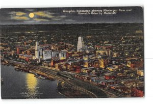 Memphis Tennessee TN Postcard 1930-1950 Mississippi River and Riverside Drive