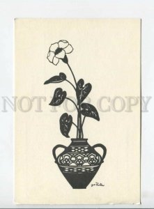 441886 Jo Valler silhouette vase of flowers Old german postcard