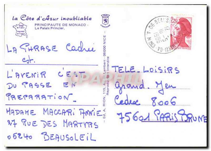 Modern Postcard Principality of Monaco The Prince's Palace