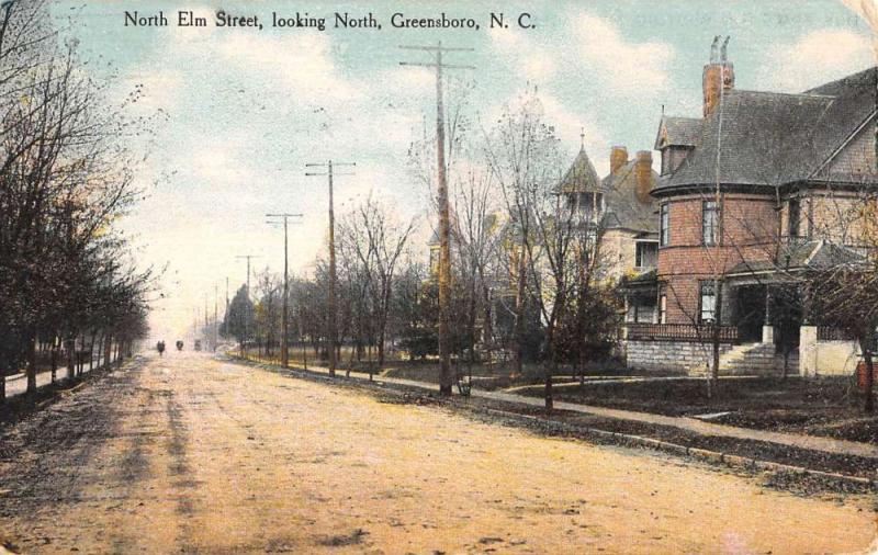 Greensboro North Carolina North Elm Street Scene Antique Postcard K94432