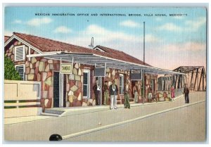 c1950's Immigration Office International Bridge Villa Acuna Mexico Postcard