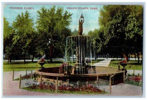 Grand Island Nebraska NE Postcard Pioneer Park Fountain Scene c1920's Antique