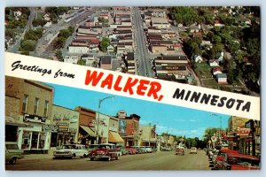 Walker Minnesota Postcard Aerial View Main Street Highway 1967 Vintage Antique