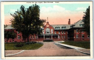 c1910s Des Moines, IA Nursing Home of the Aged Medical Brick Postcard PC A243