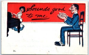 Postcard - Sounds good to me with Lovers Art Print