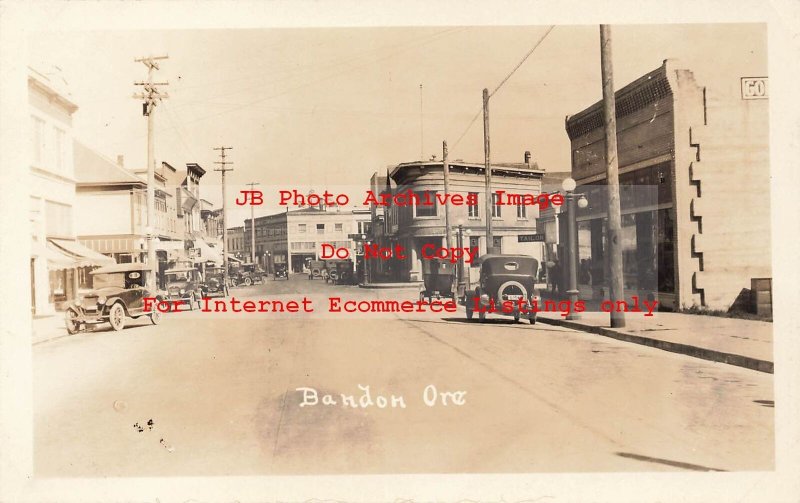 OR, Bandon, Oregon, RPPC, Street Scene, Business Section, Photo