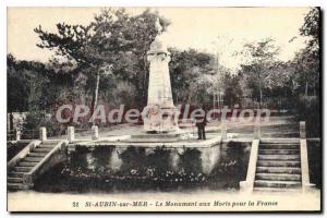 Postcard Old St Aubin sur mer the war memorial for France