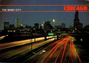 Illinois Chicago The Windy City Skyline At Night 1996