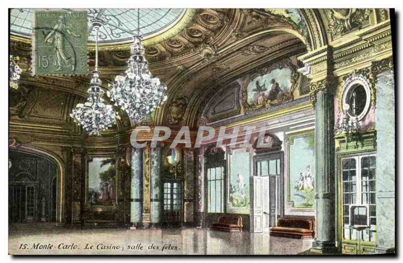 Old Postcard Monte Carlo Casino room celebrations