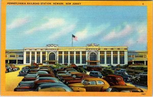 Postcard TRAIN STATION SCENE Newark New Jersey NJ AN9387