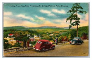 Vintage 1940's Postcard Old Cars Overlooking Hot Springs National Park Arkansas