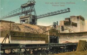 c1910 Postcard; Huge Crane at West Wall upper locks Miraflores Panama Canal