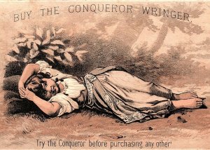 C1880 ORLEANS MASS THE CONQUEROR WRINGER T.S. NEWCOMB & SON TRADE CARD P1224