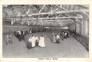 Town Hall Rink Interior View Rollar Skating Antique Postcard J69681